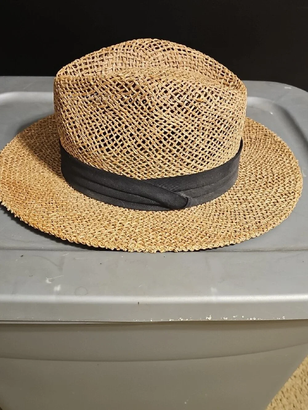 Milani Tan Straw Fedora with Black Band